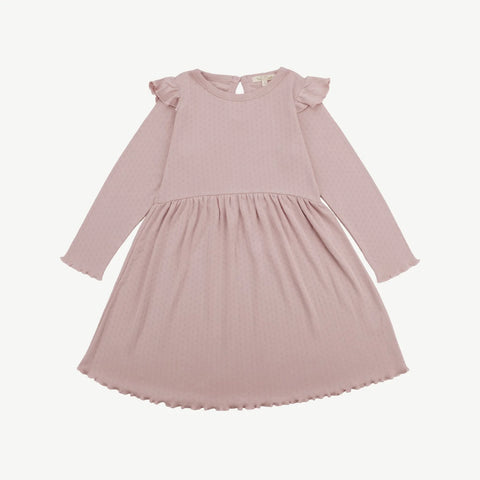 Mauve Organic Pointelle Kid Dress -