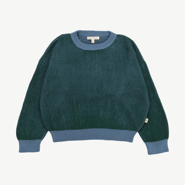 Dark Green Two Tone Sweater -