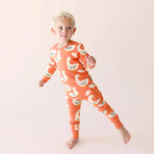 Goose Print Kid PJ Set