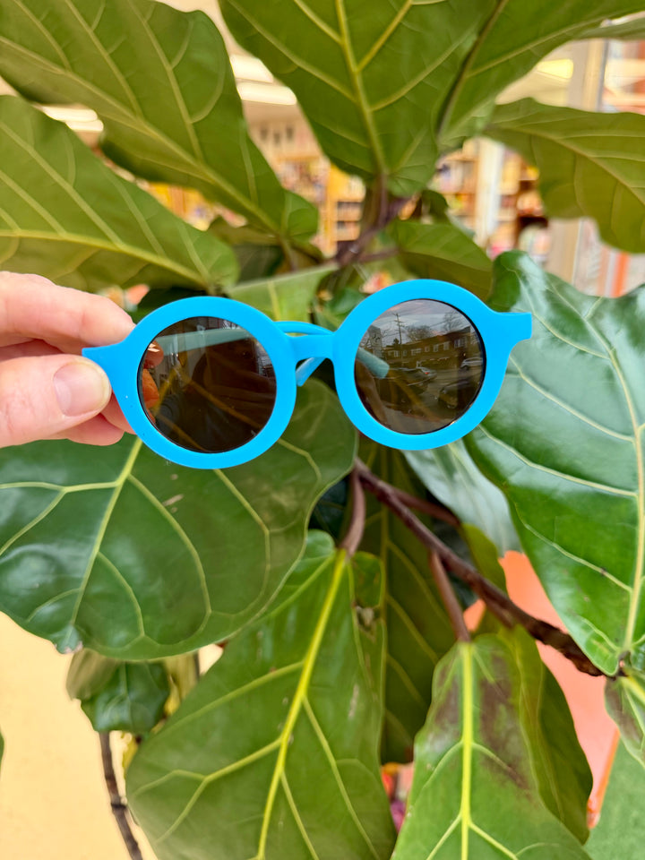 Retro Round Sunglasses Bright Blue 3-8 years