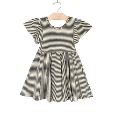 Charcoal Stripe Twirl Dress