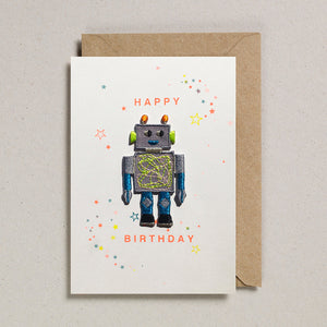 Robot Happy Birthday Iron On Patch Card