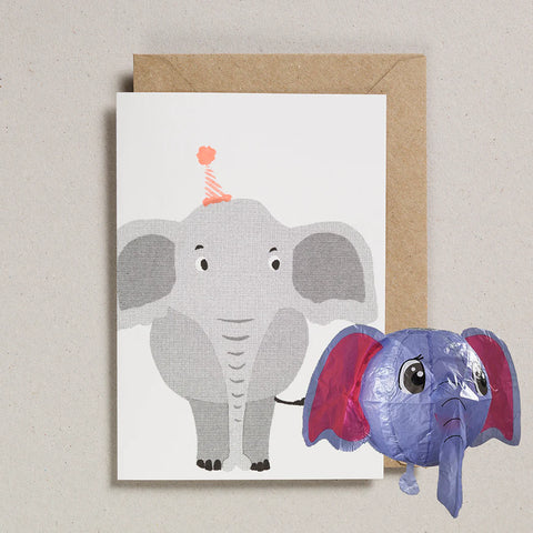 Elephant Japanese Paper Balloon Card