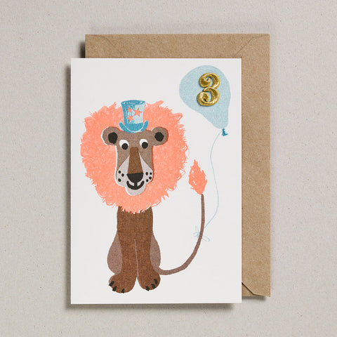 Lion Confetti Pets Birthday Card- Age 3