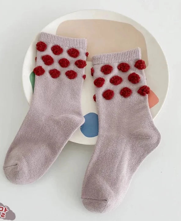 Red Pom Pom Socks 3-5 years
