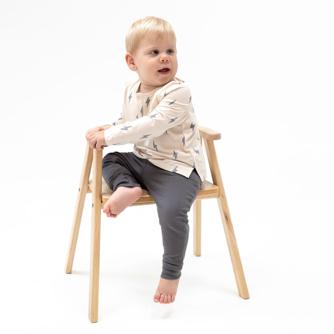 Henley and Pant Set - Beige Lightning Bolt