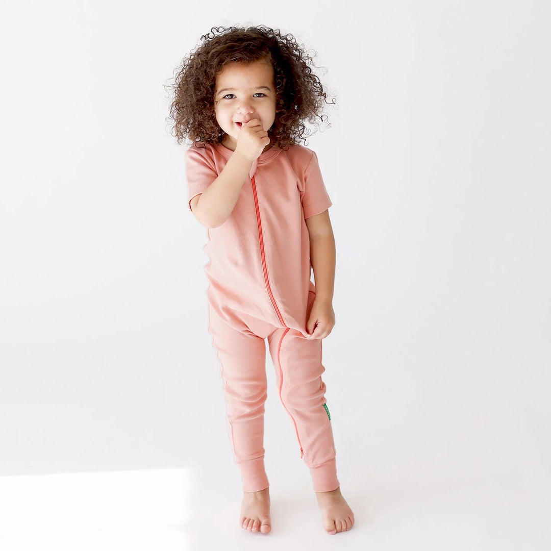 Dusty Pink S/S Zip Footless Romper *