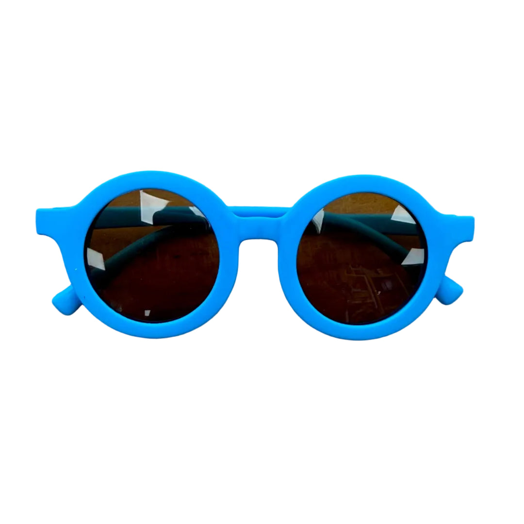 Retro Round Sunglasses Bright Blue 3-8 years