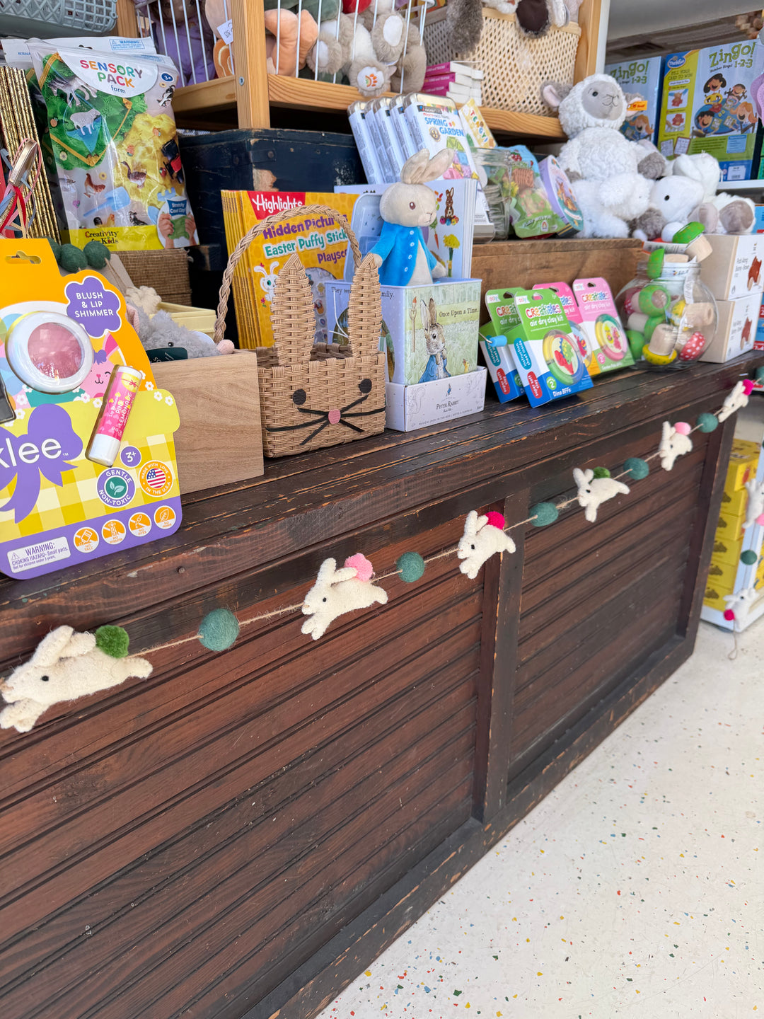 Easter Bunny Wool Felt Garland Multi Spring