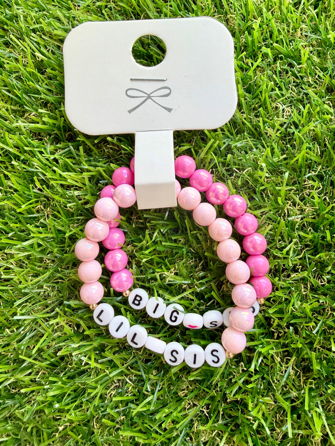 Pink Big Sis/Little Sis Charm Bracelet Set
