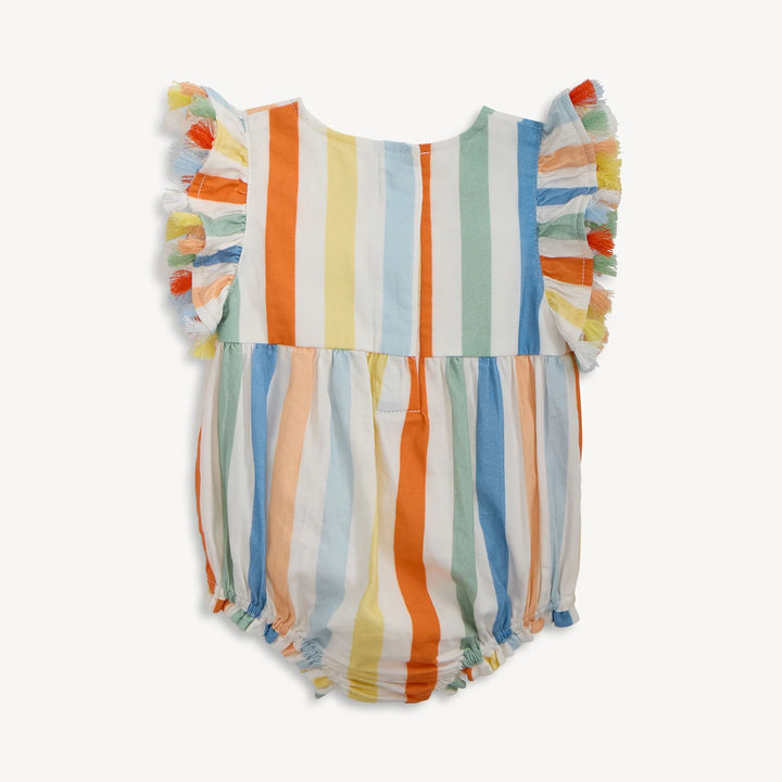 Multi Stripe Woven Tassle Bubble Romper