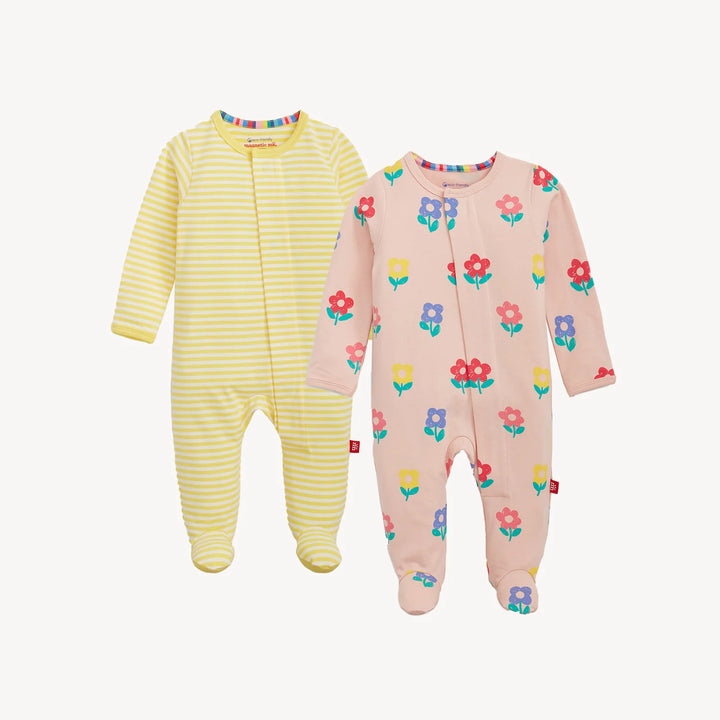 Floral Stripe CloudStretch Footie 2-Pack