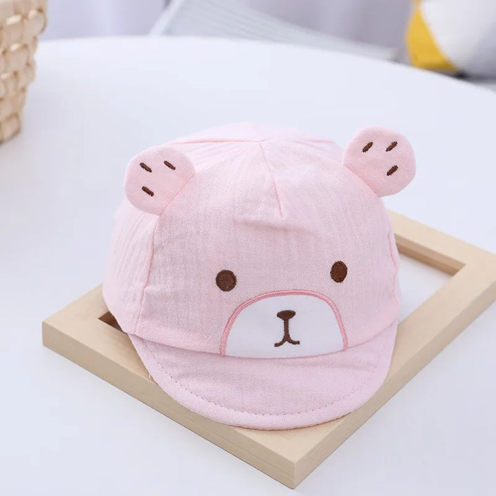 Happy Bear Soft Brim Cap (0-12 months) Pink