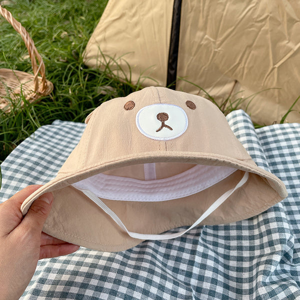 Khaki Bear Face Sun Hat (6-24 months)
