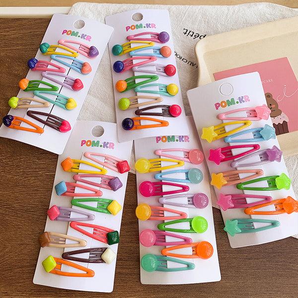 Colorful Hearts Hair Snap Clip S/10
