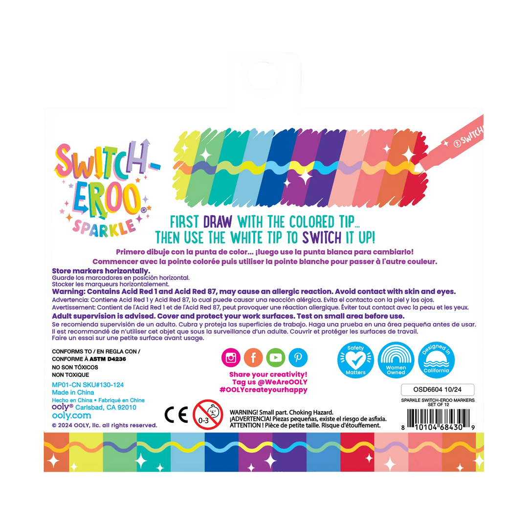Switch-Eroo Sparkle Color Changing Markers - Set of 12