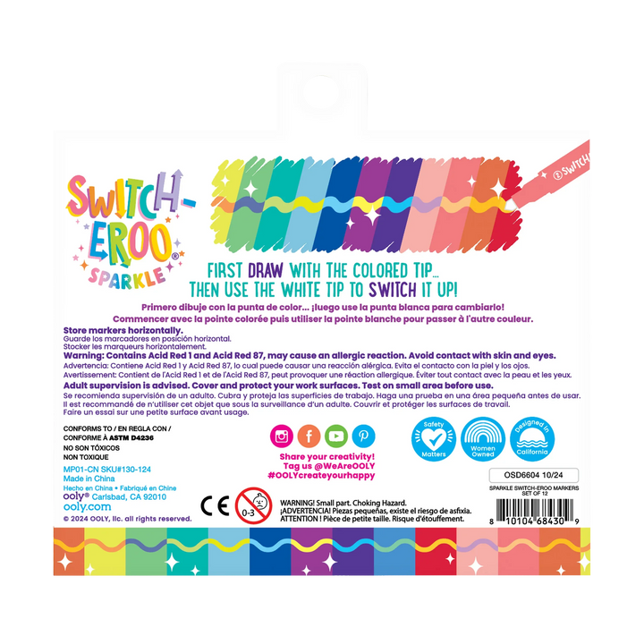 Switch-Eroo Sparkle Color Changing Markers - Set of 12