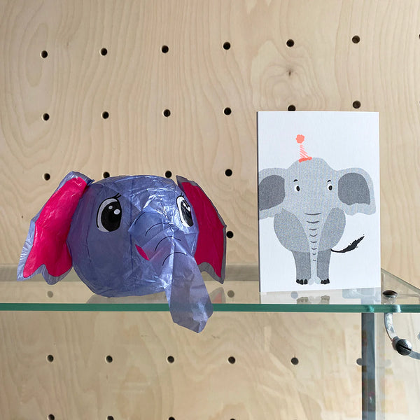 Elephant Japanese Paper Balloon Card