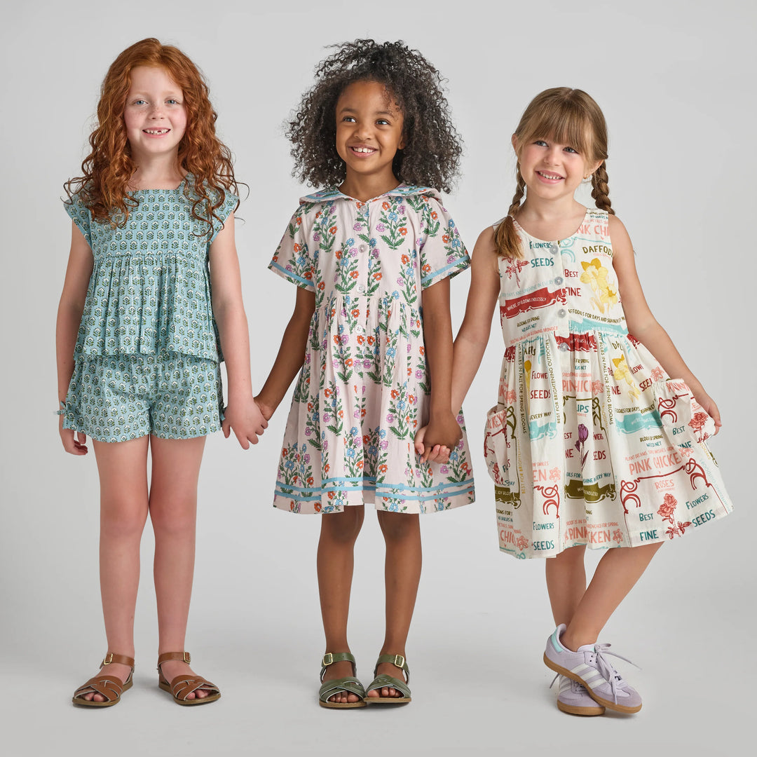 Pink Dewdrop Block Print Elowen Dress