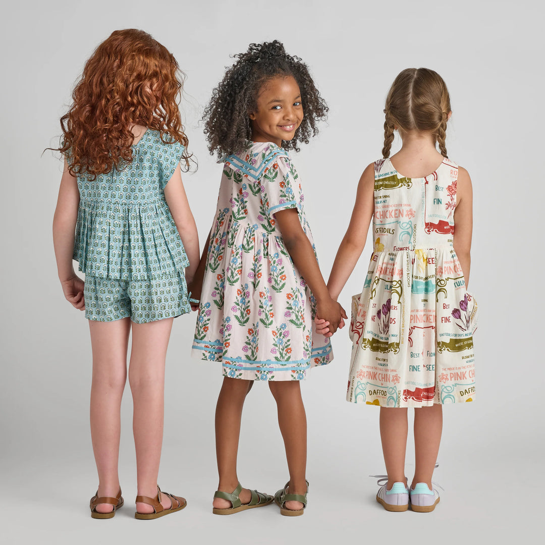 Pink Dewdrop Block Print Elowen Dress