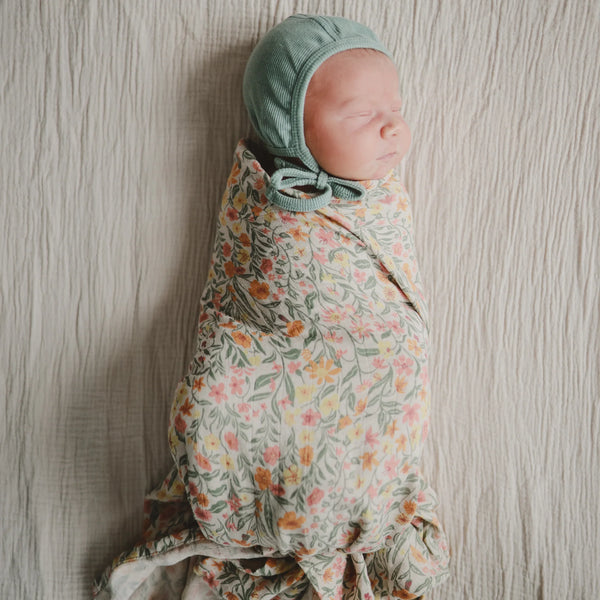 Organic Cotton Muslin Swaddle Blanket Pastel Blooms