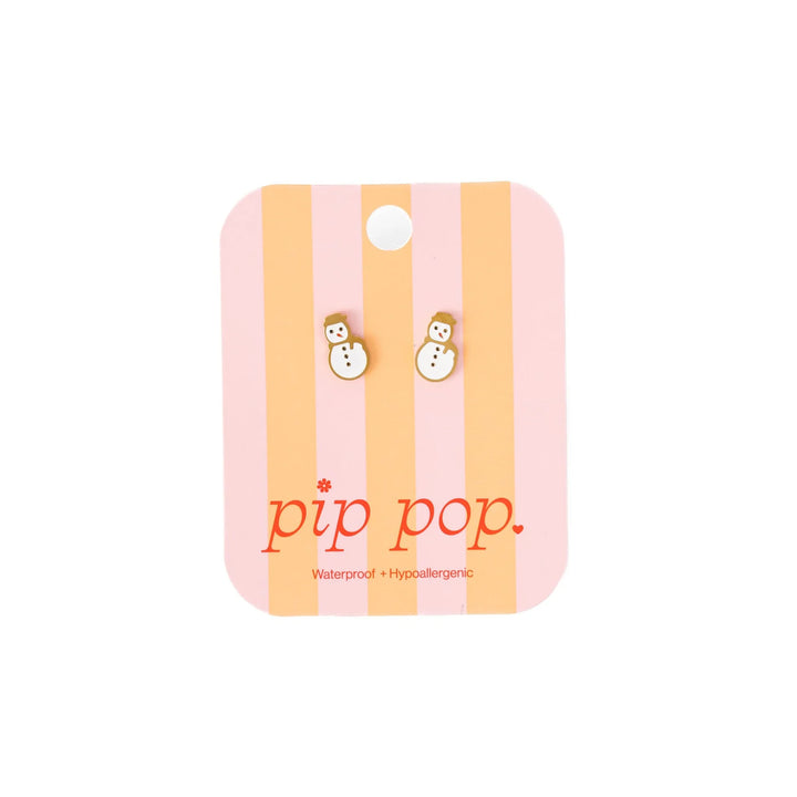 Hypoallergenic Gold & Enamel Snowman Earrings