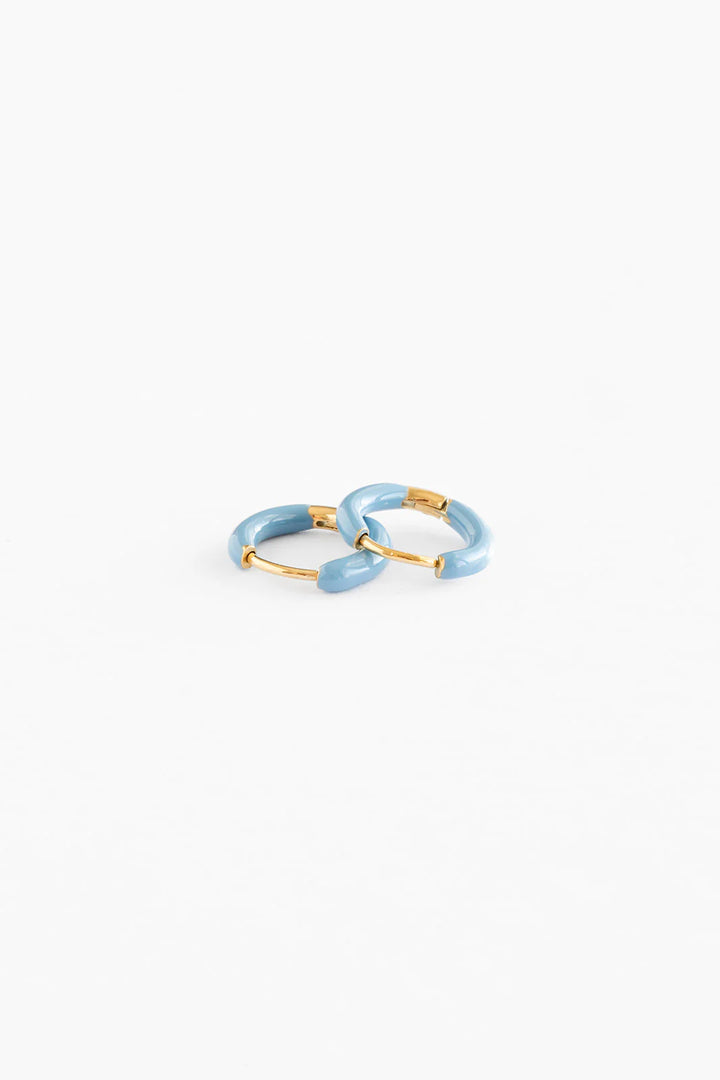 Hypoallergenic Gold and Blue Enamel Hoops