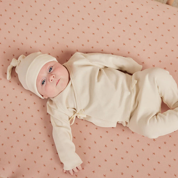 Ivory Wrap Top + Footed Pant Set