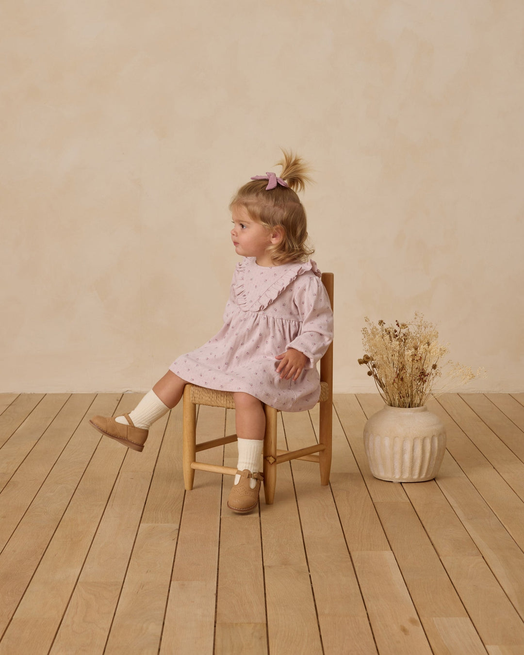 Lilac Ditsy L/S Ruffle Dress