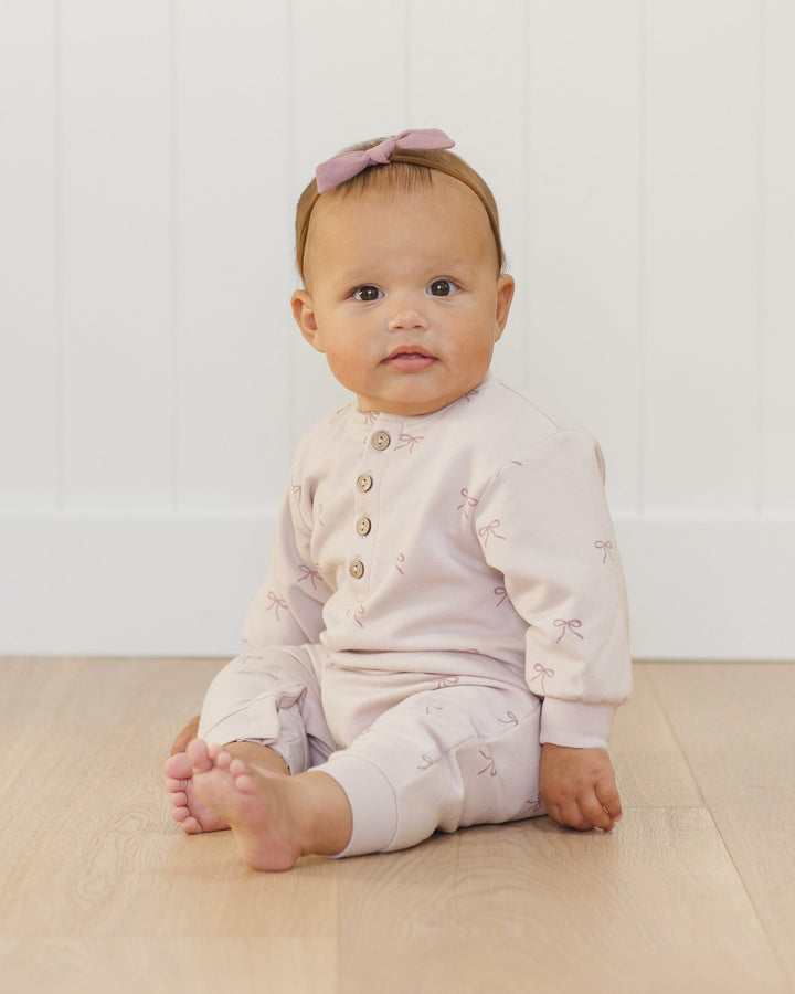 Lilac Bows Relaxed Fleece Jumpsuit