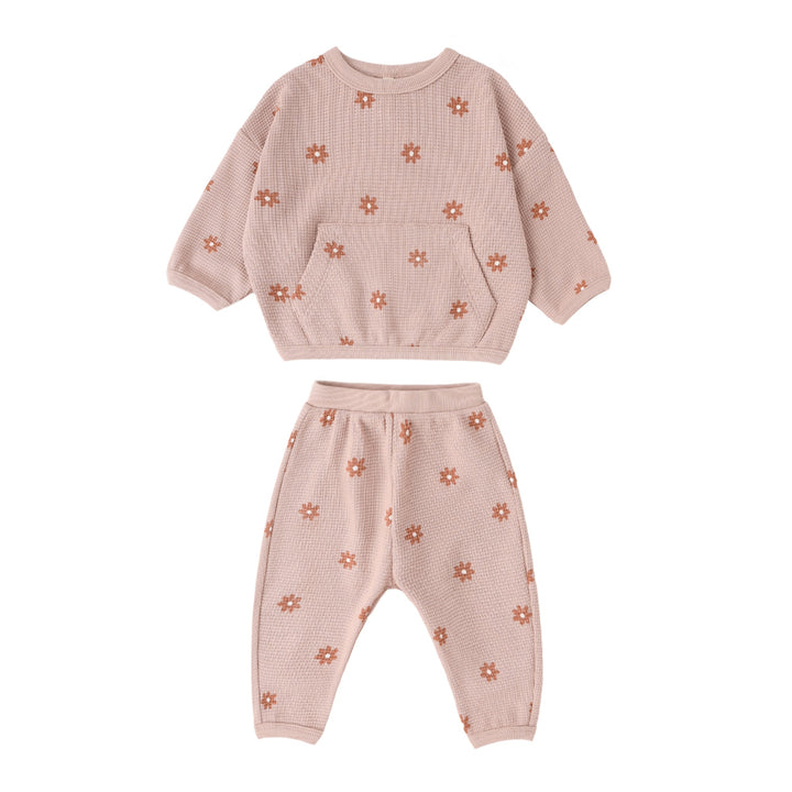 Pink Daisy Waffle Sweater Set
