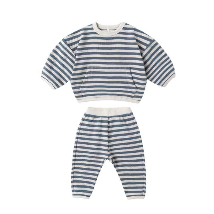 Ocean Stripe Waffle Slouch Set