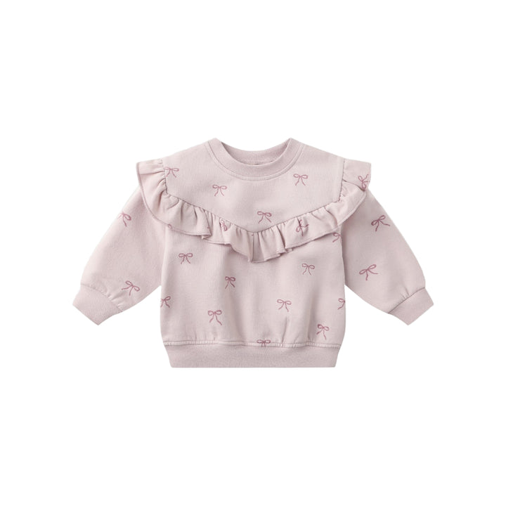 Lilac Bows Ruffle Fleece Sweatshirt