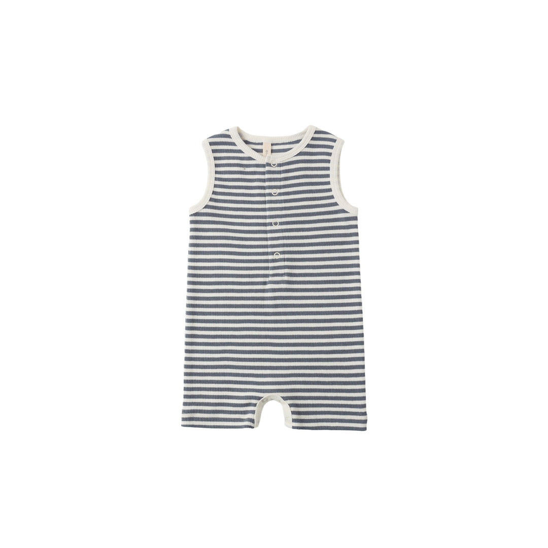 Ocean Stripe Ribbed Henley Tank Romper