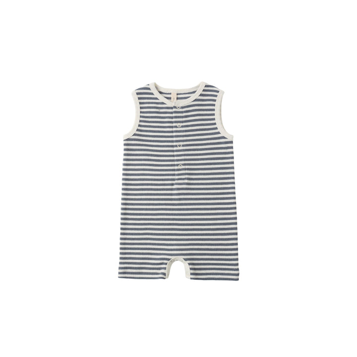 Ocean Stripe Ribbed Henley Tank Romper