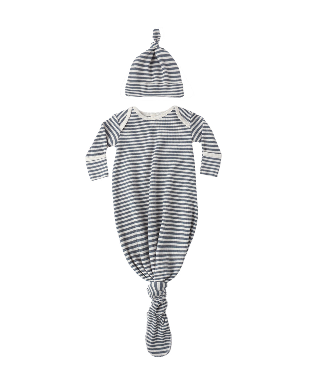 Ocean Stripe Knotted Gown + Hat Set