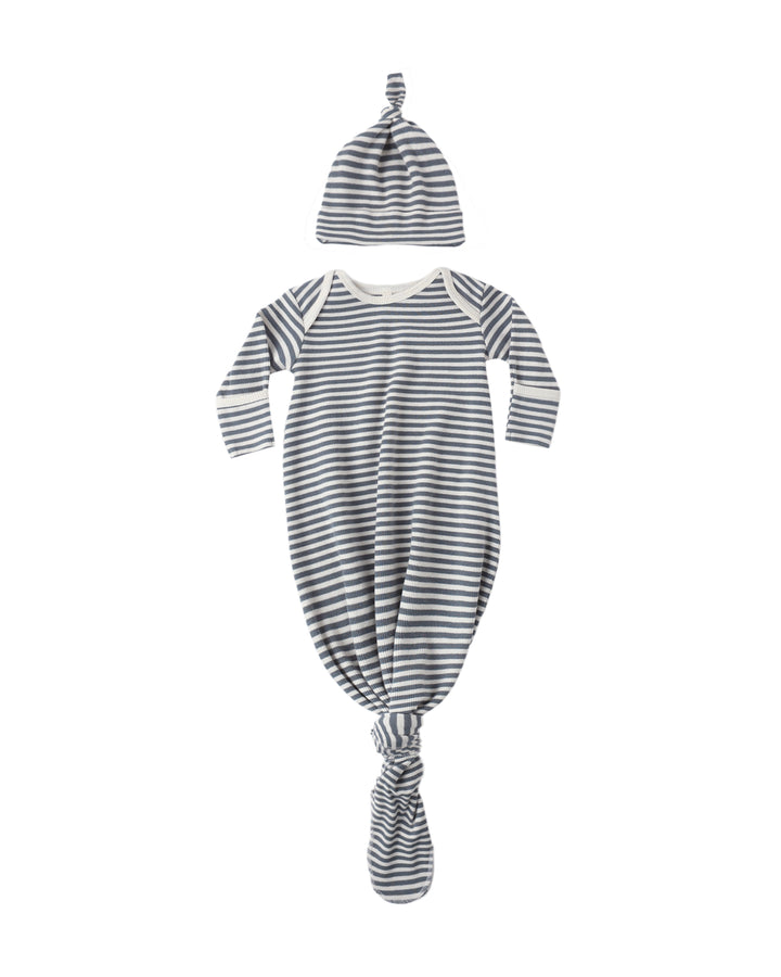 Ocean Stripe Knotted Gown + Hat Set