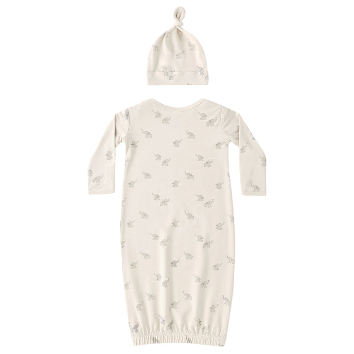 Elephants Bamboo Baby Gown + Hat Set newborn