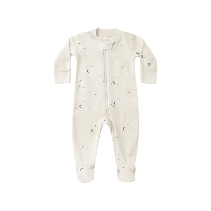 Natural Moons L/S Zipper Footed Romper