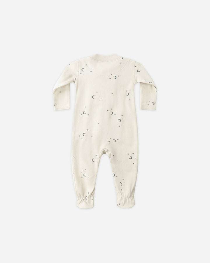 Natural Moons L/S Zipper Footed Romper