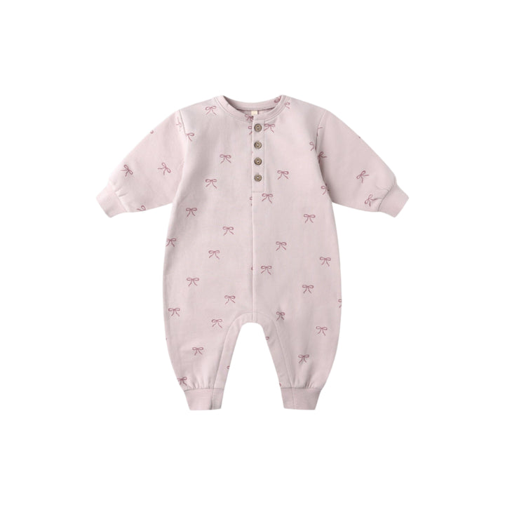 Lilac Bows Relaxed Fleece Jumpsuit