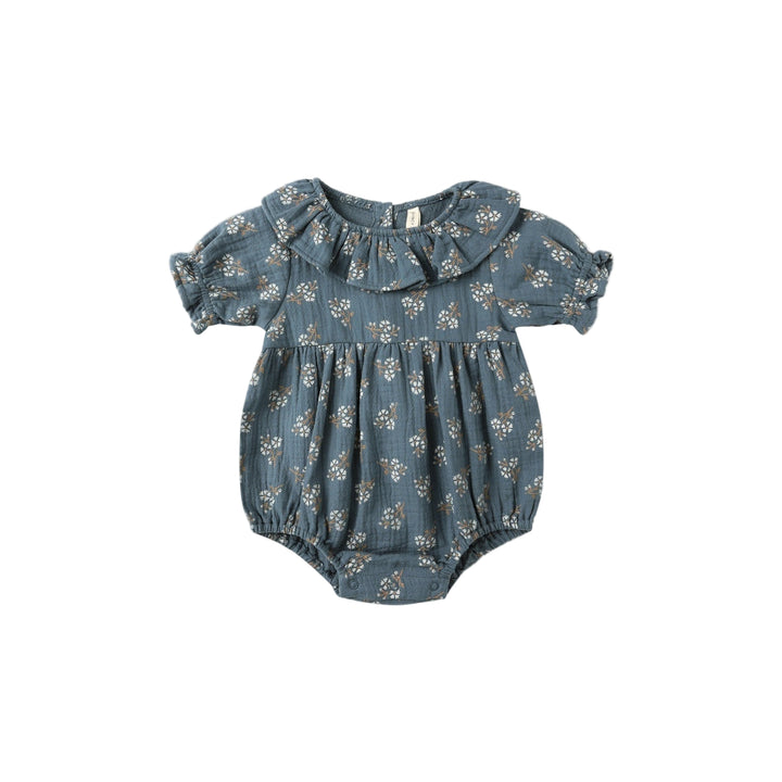 Ocean Blue Floral Collared Romper