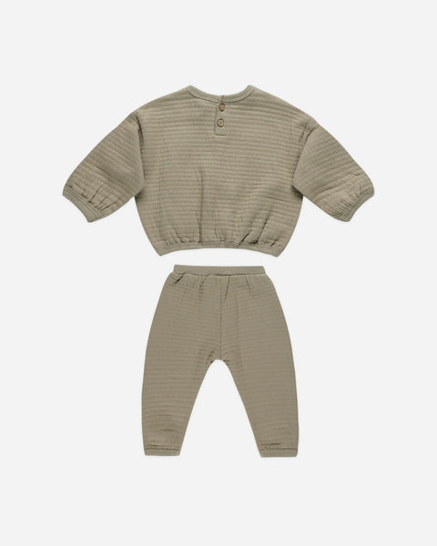 Olive Textured Sweat Set