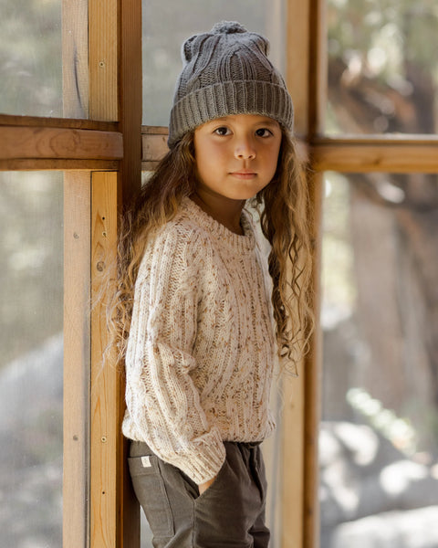 Natural Speckle Cable Knit Sweater