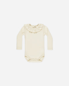 Natural L/S Ruffle Collar Bodysuit