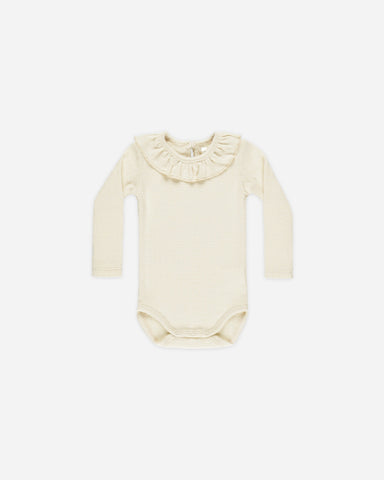 Natural L/S Ruffle Collar Bodysuit