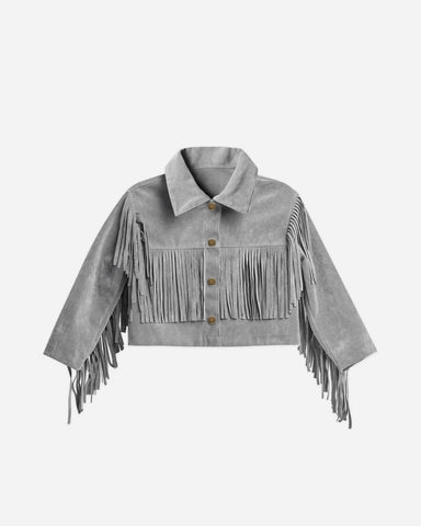 Dusty Blue Fringe Jacket