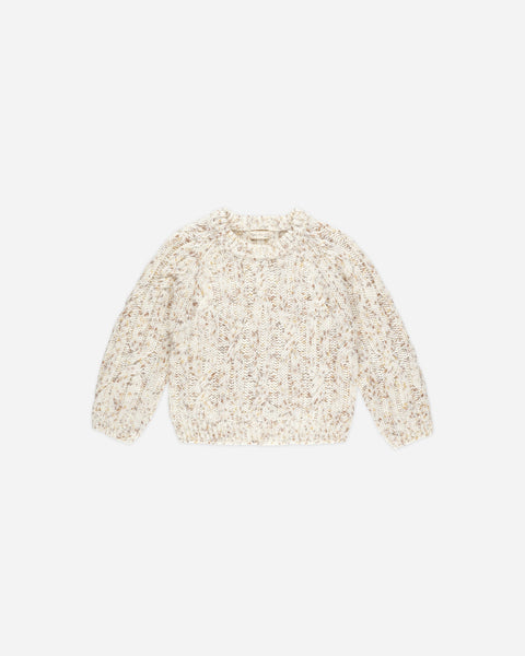 Natural Speckle Cable Knit Sweater