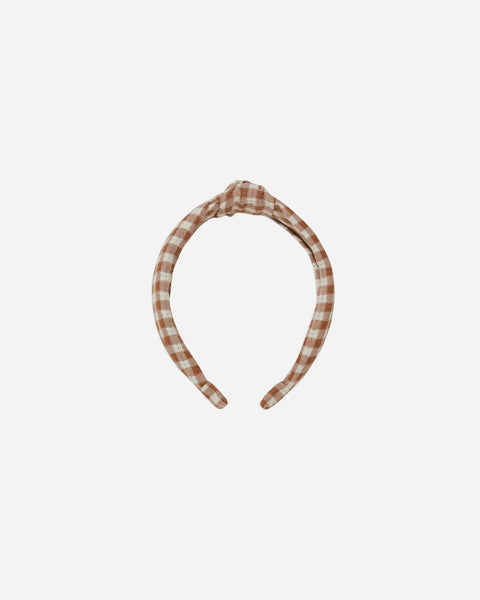 Knotted Headband || Camel Gingham OS