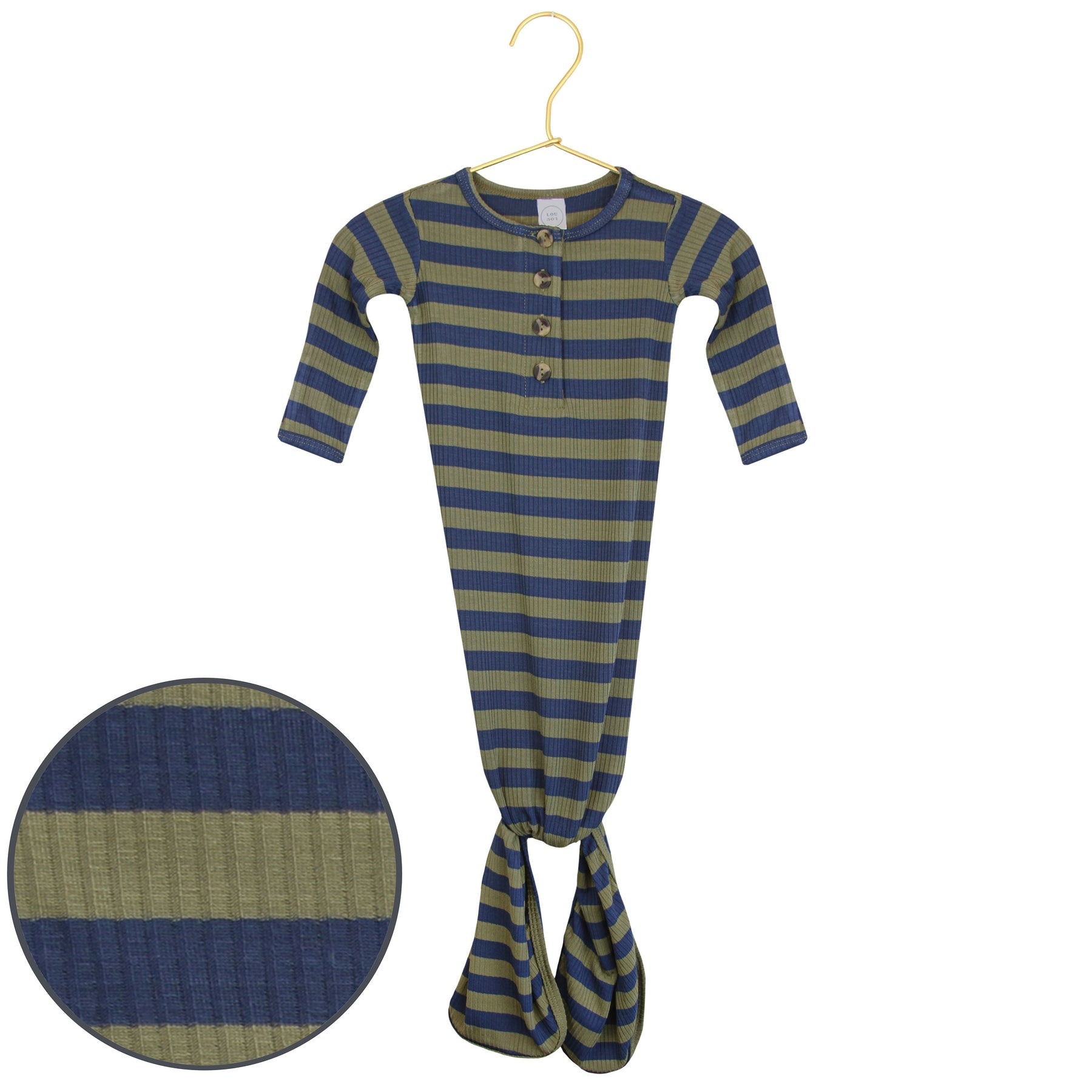 Rome Striped Ribbed Knotted Gown newborn-3 months